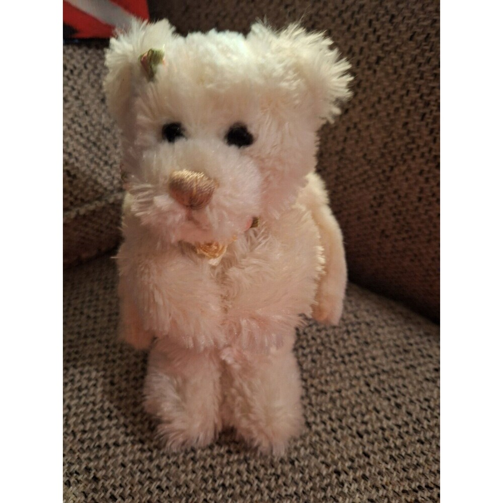 First & Main‎ White Plush Teddy Bear Angel Huggums Collectible No 1302 Flower
